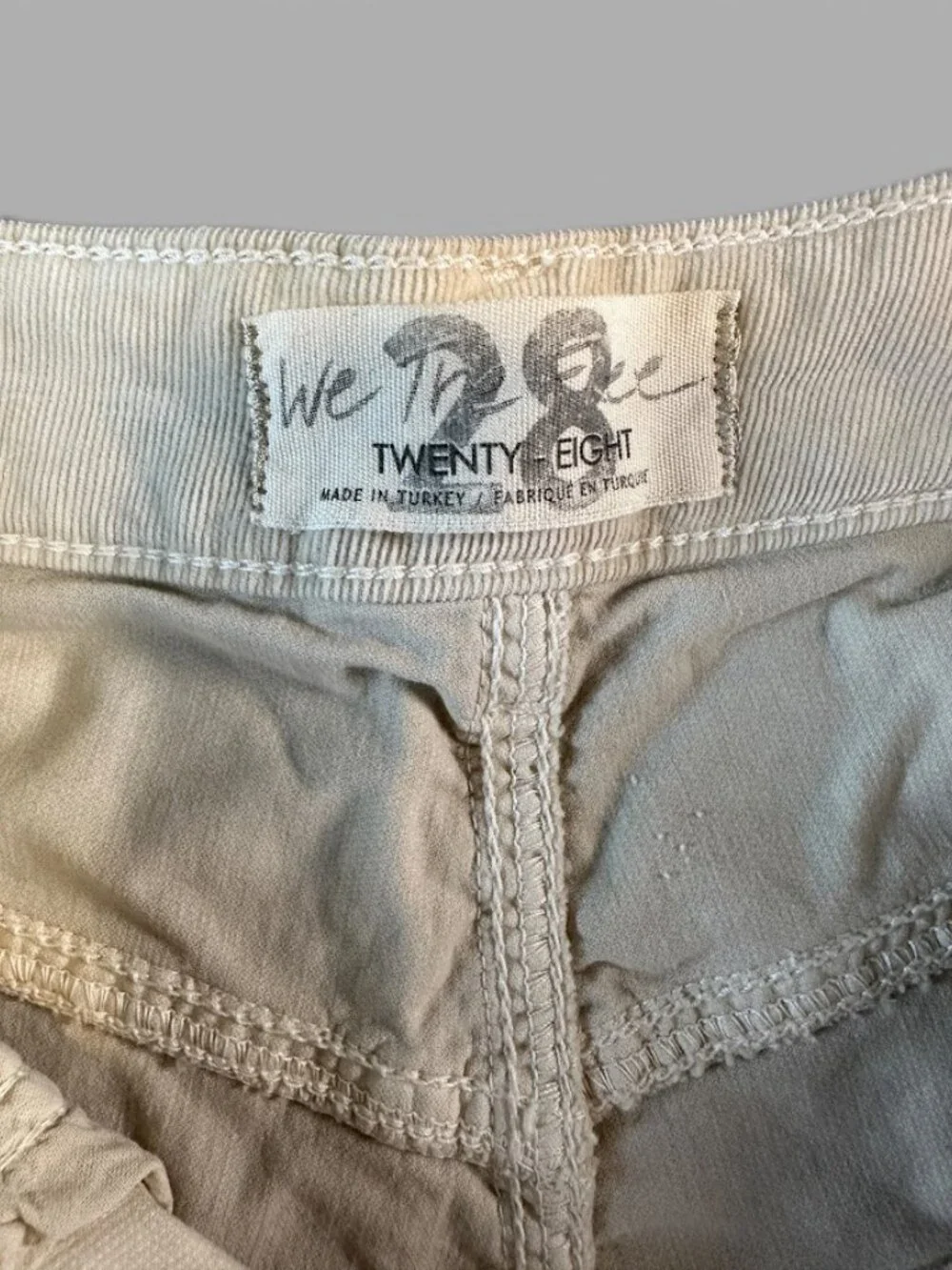 NWT Free People We The Free Sz 28 Corduroy Barrel Jeans High Rise Ivory